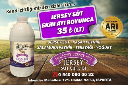 Meriçbey Jersey Süt ekim ayı boyunca sadece 35 TL