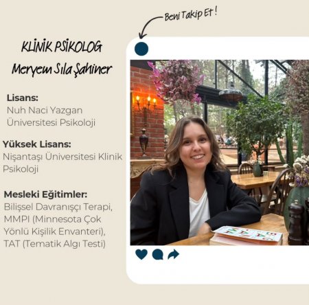 Klinik Psikolog Meryem Sıla Şahiner hizmette