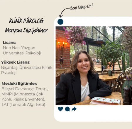 Klinik Psikolog Meryem Sıla Şahiner hizmette