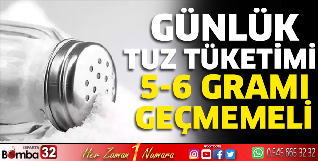  Günlük tuz tüketimi 5-6 gramı geçmemeli