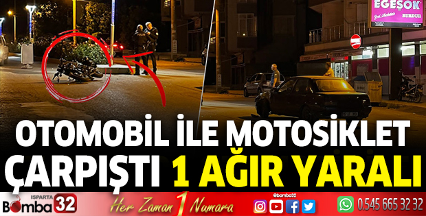  Otomobil ile motosiklet çarpıştı 