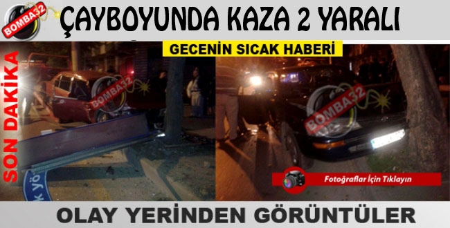 2 ARAÇ AĞACA ÇARPTI 2 AĞIR YARALI...