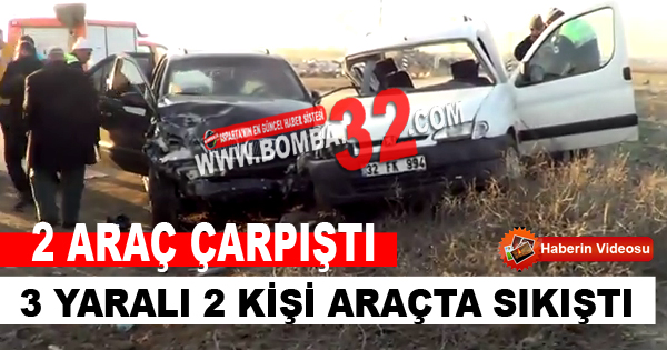 2 araç çarpıştı 3 yaralı