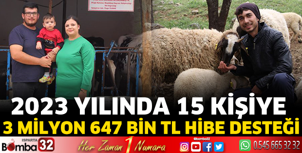 2023 yılında 15 kişiye 3 milyon 647 bin TL hibe desteği