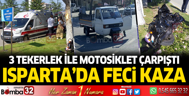 3 tekerlek ile motosiklet çarpıştı