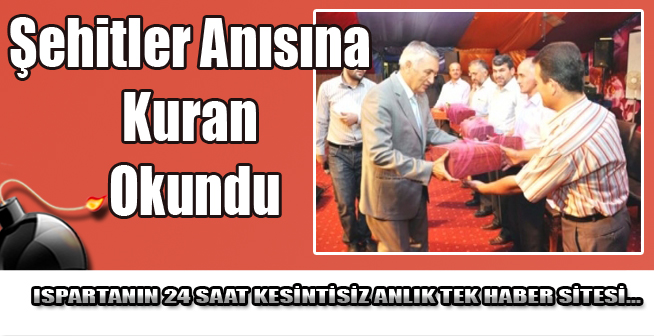 Şehitler Anısına Kuran Okundu