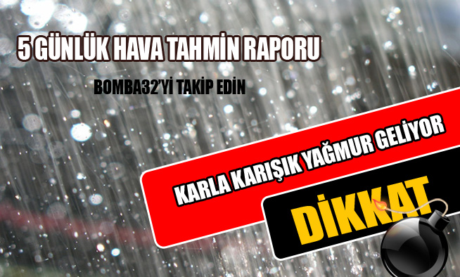 DİKKAT KARLA KARIŞIK YAĞMUR GELİYOR