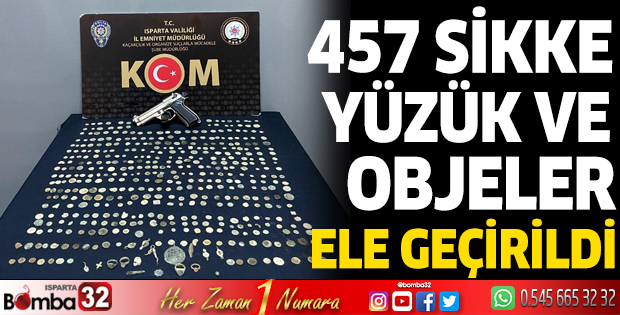 457 sikke, yüzük ve objeler ele geçirildi