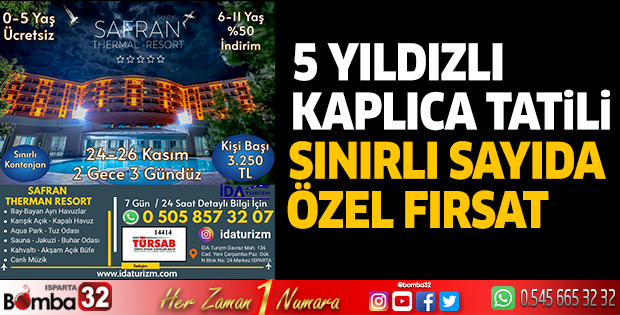 5 yıldızlı kaplıca tatili sınırlı sayıda özel fırsat