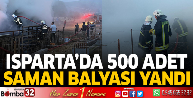 500 adet saman balyası yandı