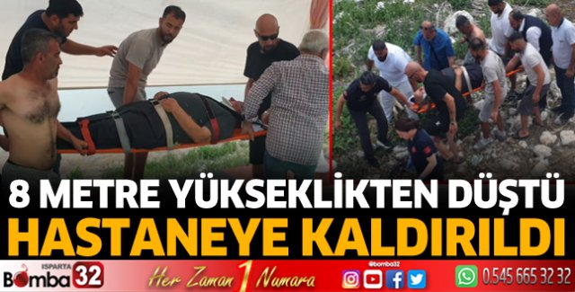 8 metre yükseklikten düşüp yaralandı