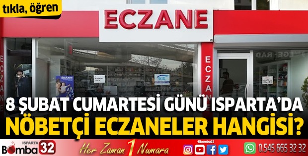 8 Şubat 2025 Isparta'da Nöbetçi Eczaneler