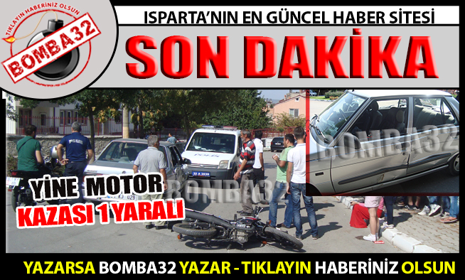 OTOMOBİL MOTOSİKLETE ÇARPTI!