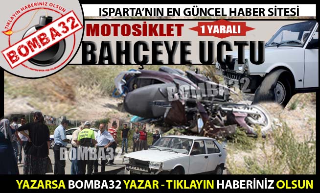 MOTOSİKLET BAHÇEYE UÇTU
