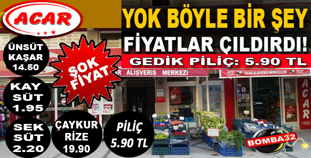 ACAR MARKET'TE PİLİÇ 5.90 TL