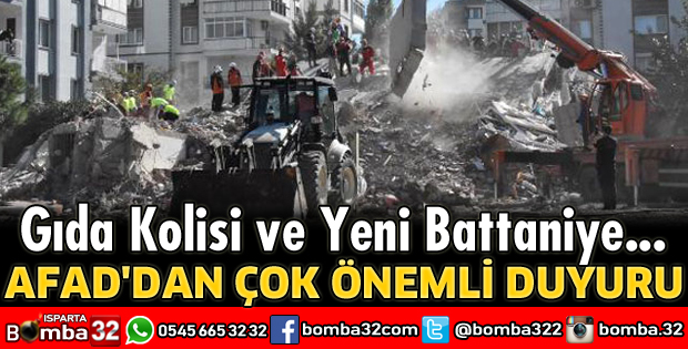 AFAD'DAN ÖNEMLİ DUYURU