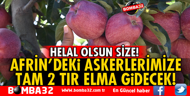 AFRİN'DE GÖREVLİ ASKERLERİMİZE ELMA GÖNDERİLİYOR