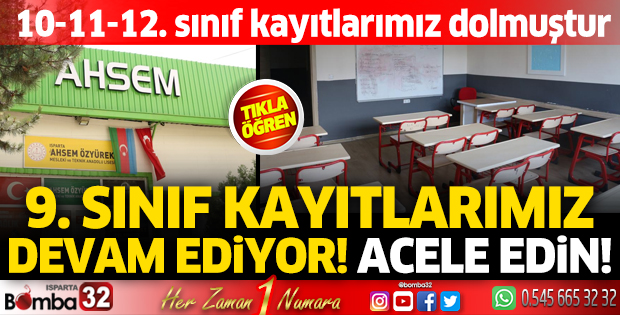 AHSEM'de 9. sınıf kayıtları devam ediyor! Acele edin