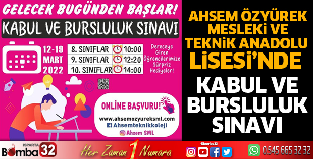 Ahsem'de kabul ve bursluluk sınavı