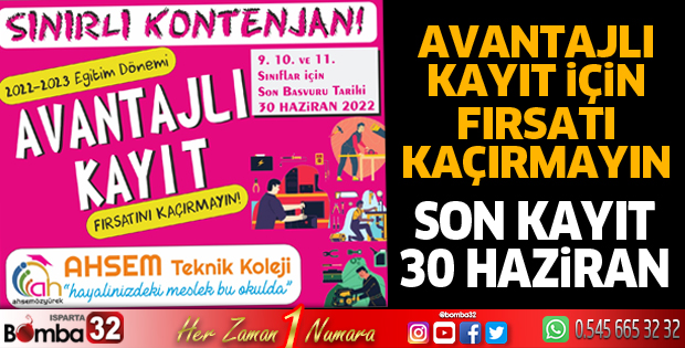 AHSEM'de kayıt için son gün 30 Haziran