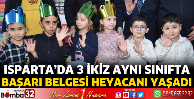 Anaokulunda 3 ikizin 'Başarı Belgesi' heyecanı