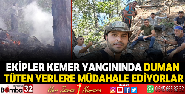 Antalya Kemer yangınında duman tüten noktalara müdahale ediyorlar