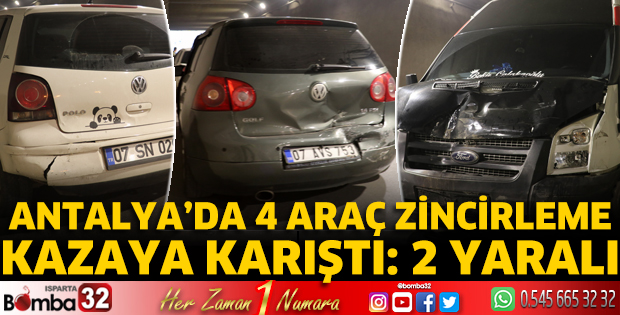 Antalya'da 4 araç zincirleme kazaya karıştı: 2 yaralı