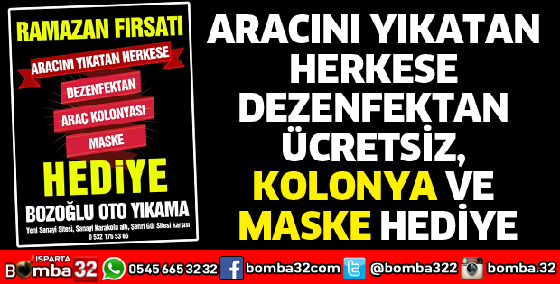 ARACINI YIKATAN HERKESE DEZENFEKTAN ÜCRETSİZ, KOLONYA VE MASKE HEDİYE