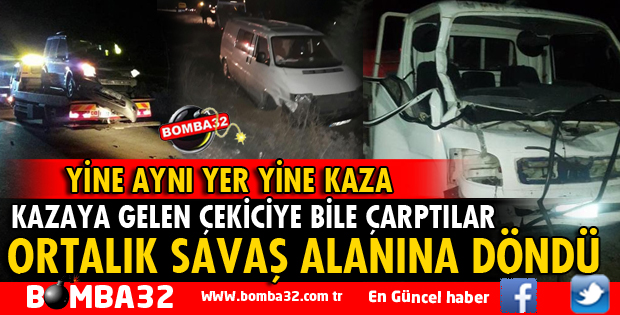 ARAÇLARI KURTARMAYA GELDİ BİR BAŞKA ARAÇ ÇARPTI