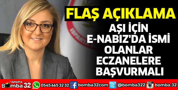 AŞI İÇİN E-NABIZ'DA İSMİ OLANLAR ECZANELERE BAŞVURMALI