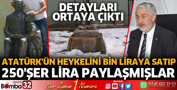 Atatürk'ün heykelini bin liraya satıp, 250'şer lira paylaşmışlar