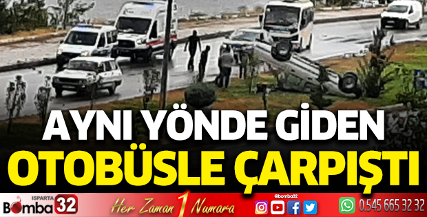 Aynı yönde giden yolcu otobüsüyle çarpıştı