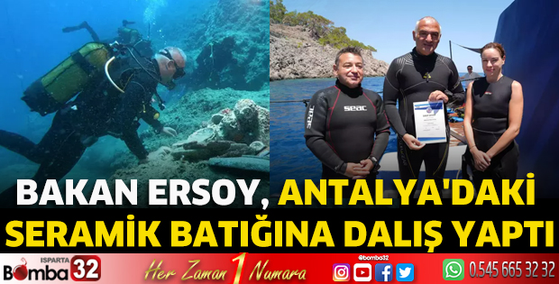Bakan Ersoy, Antalya'daki seramik batığına dalış yaptı