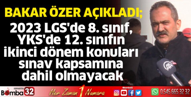 Bakan Özer'den önemli açıklama