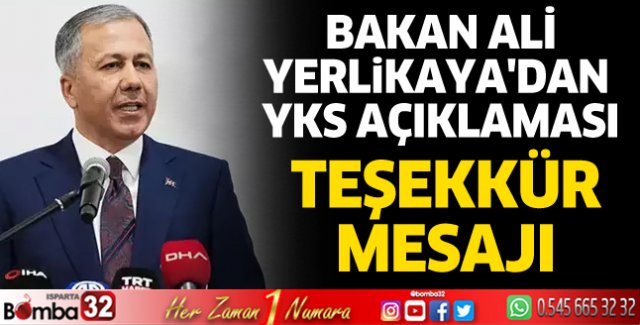 Bakan Yerlikaya'dan YKS açıklaması