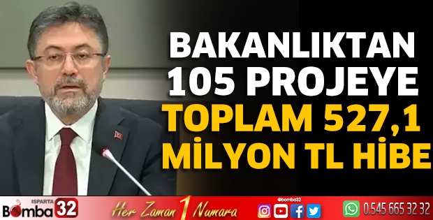 Bakanlıktan 105 projeye toplam 527,1 milyon TL hibe