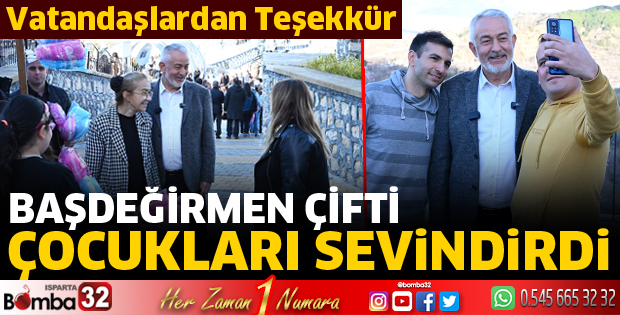 Başdeğirmen çifti çocukları sevindirdi