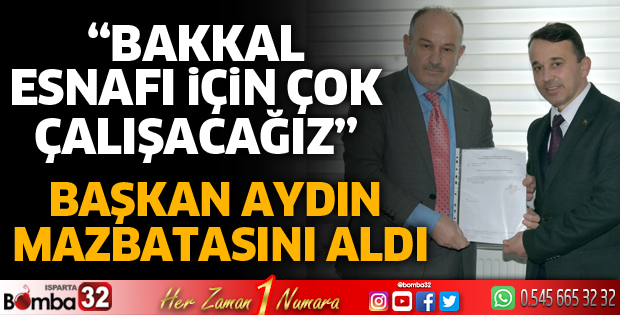 Başkan Aydın mazbatasını aldı