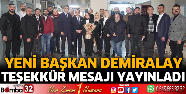 Başkan Demiralay'dan teşekkür mesajı