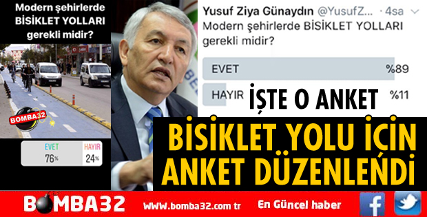 BAŞKAN GÜNAYDIN BİSİKLET YOLU İÇİN ANKET BAŞLATTI