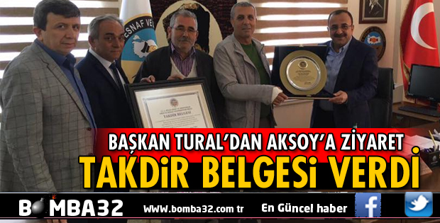 BAŞKAN TURAL'DAN TAKDİR BELGESİ
