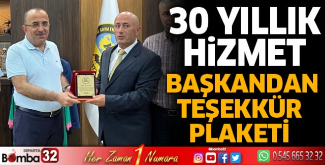 Başkandan teşekkür plaketi