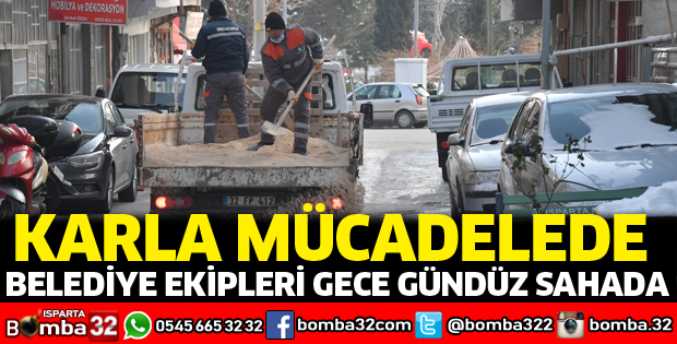 BELEDİYE EKİPLERİ KARLA MÜCADELEDE EDİYOR