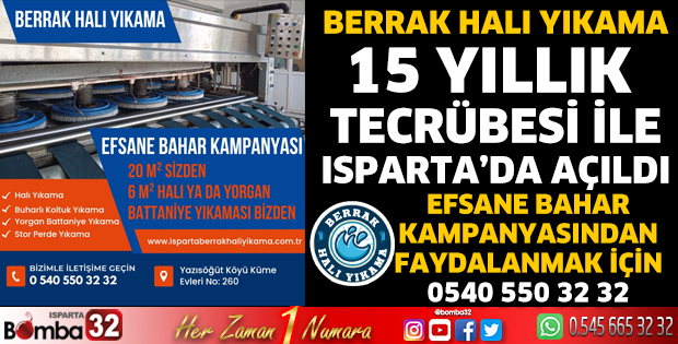 Berrak Halı Yıkama Isparta'da açıldı