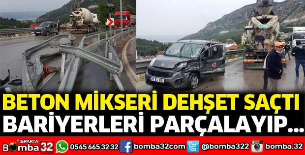 Beton mikseri hafif ticari araca çarptı
