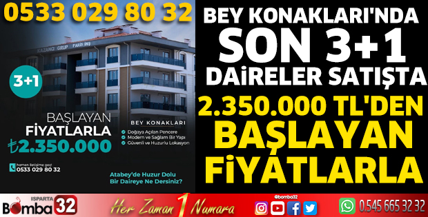 Bey Konakları'nda Son 3+1 Daireler Satışta