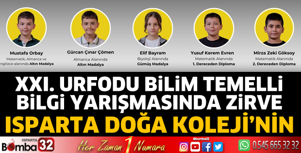 Bilgi yarışmasında zirve Isparta Doğa Koleji'nin