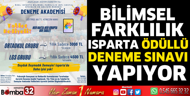Bilimsel Farklılık Isparta ödüllü deneme sınavı yapıyor