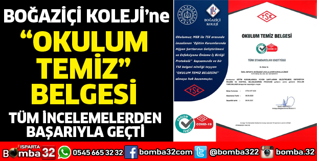 BOĞAZİÇİ KOLEJİ'NE OKULUM TEMİZ BELGESİ