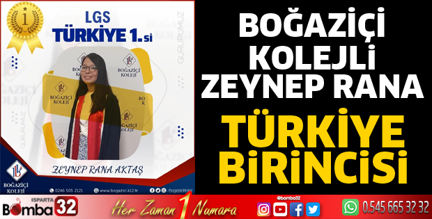 Boğaziçi Kolejli Zeynep Rana Türkiye birincisi